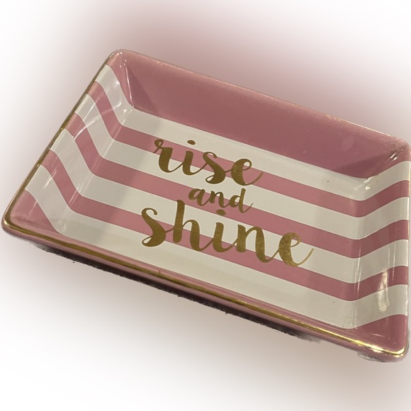$5/$25 Trinket Dish Pink White and Gold - Picture 2 of 2